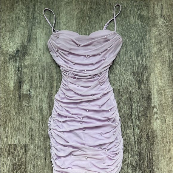 Windsor Purple Ruched Bodycon Mini Dress - Picture 1 of 4